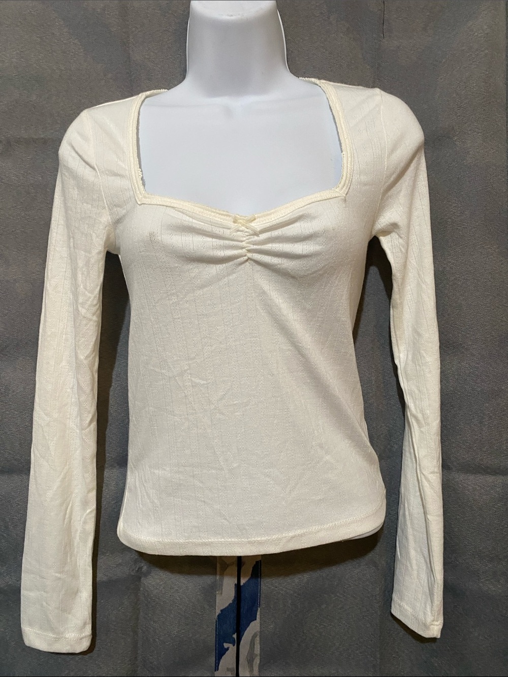 wild fable Cream Long Sleeve Square-Neck Top